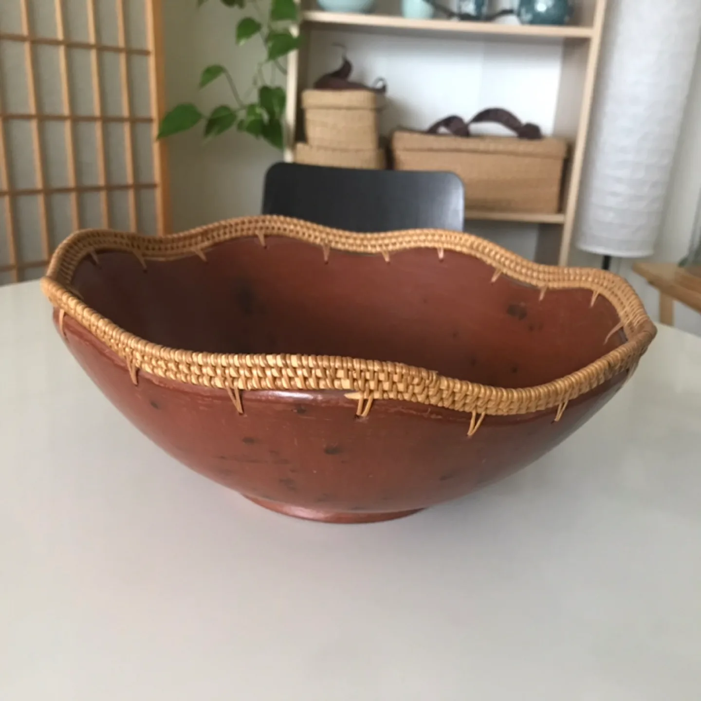 Beautiful Large African Ceramic Woven Bowl thumbnail