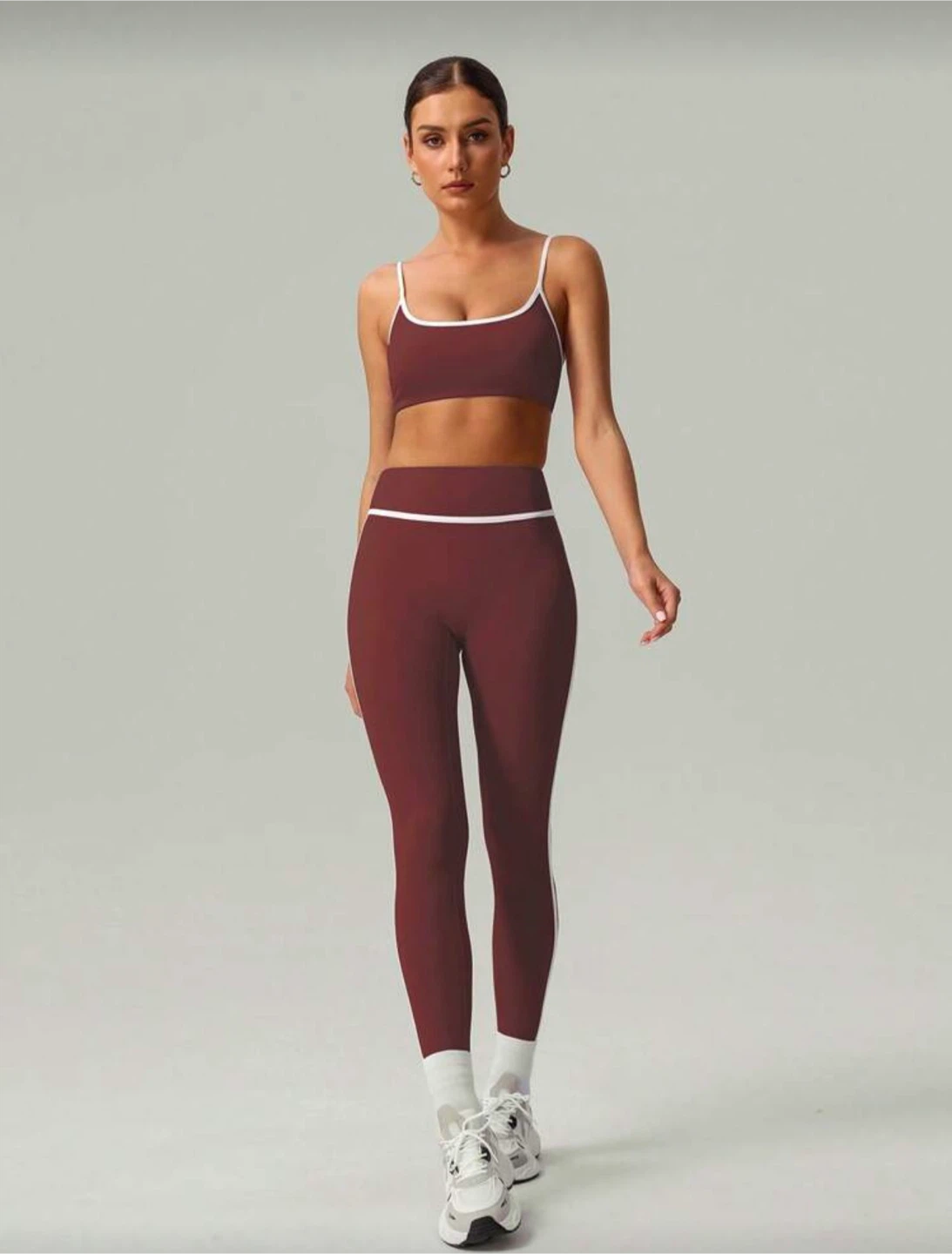Two-piece burgundy activewear set (top and leggings) S