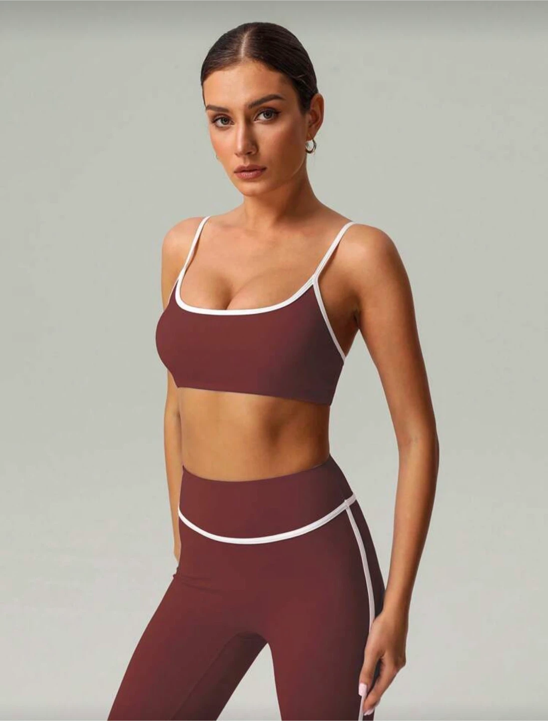 Two-piece burgundy activewear set (top and leggings) S - photo 2