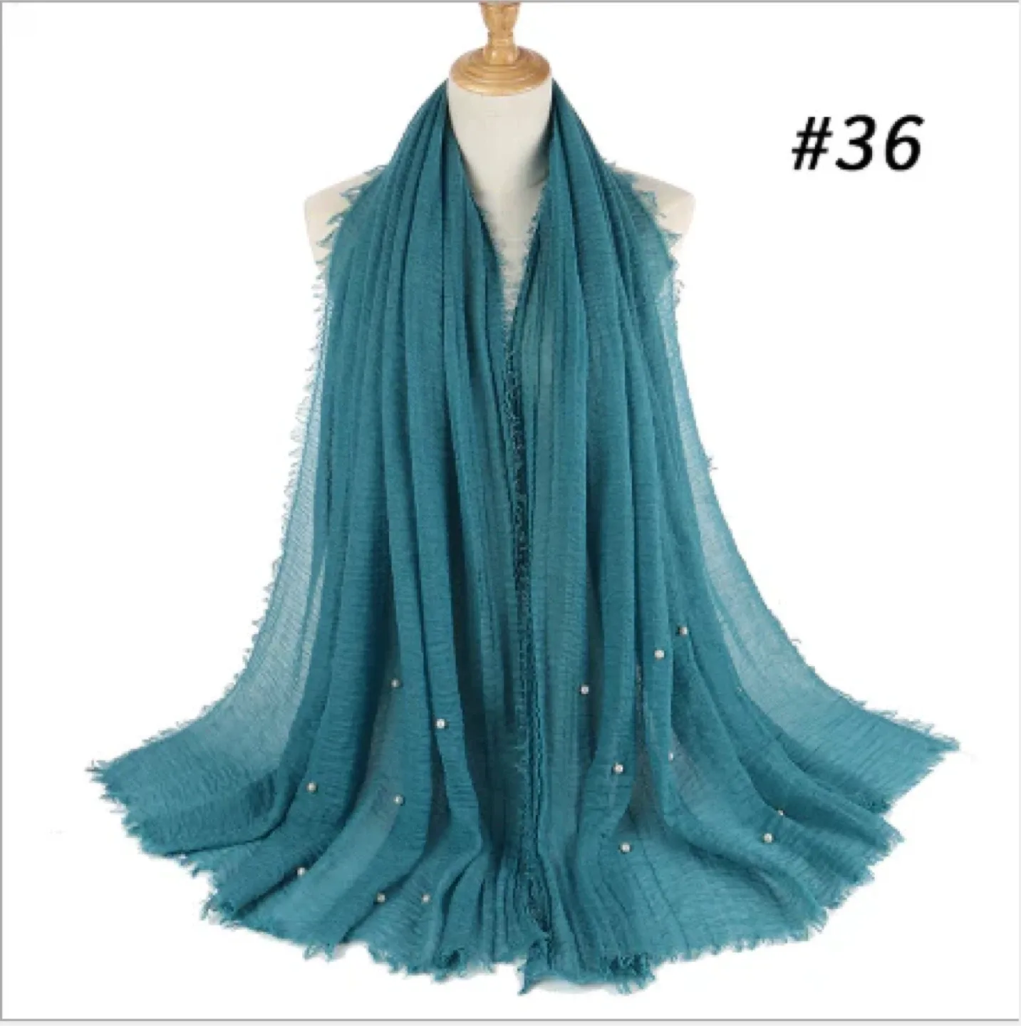Teal Hijab/Shawl/Scarf with Pearls thumbnail