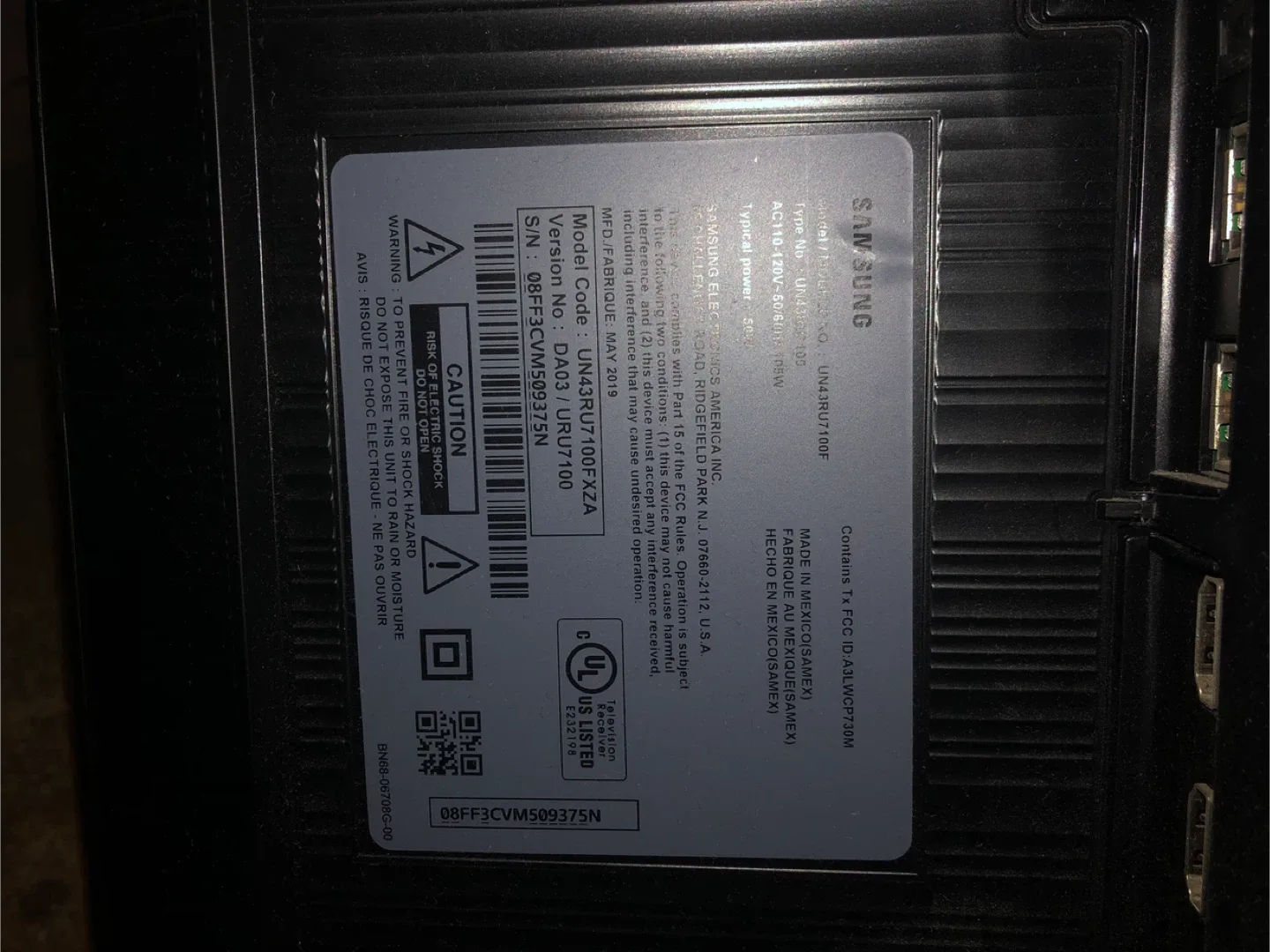 Samsung 43" Class RU7100 4K UHD TV image indicator(2)