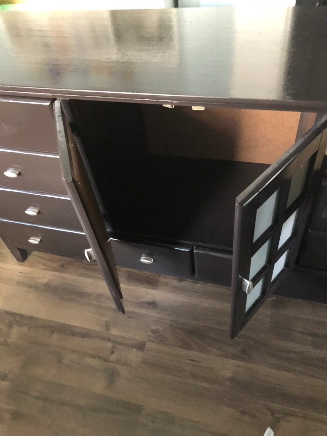 Dark Brown Dresser with Mirror image indicator(2)
