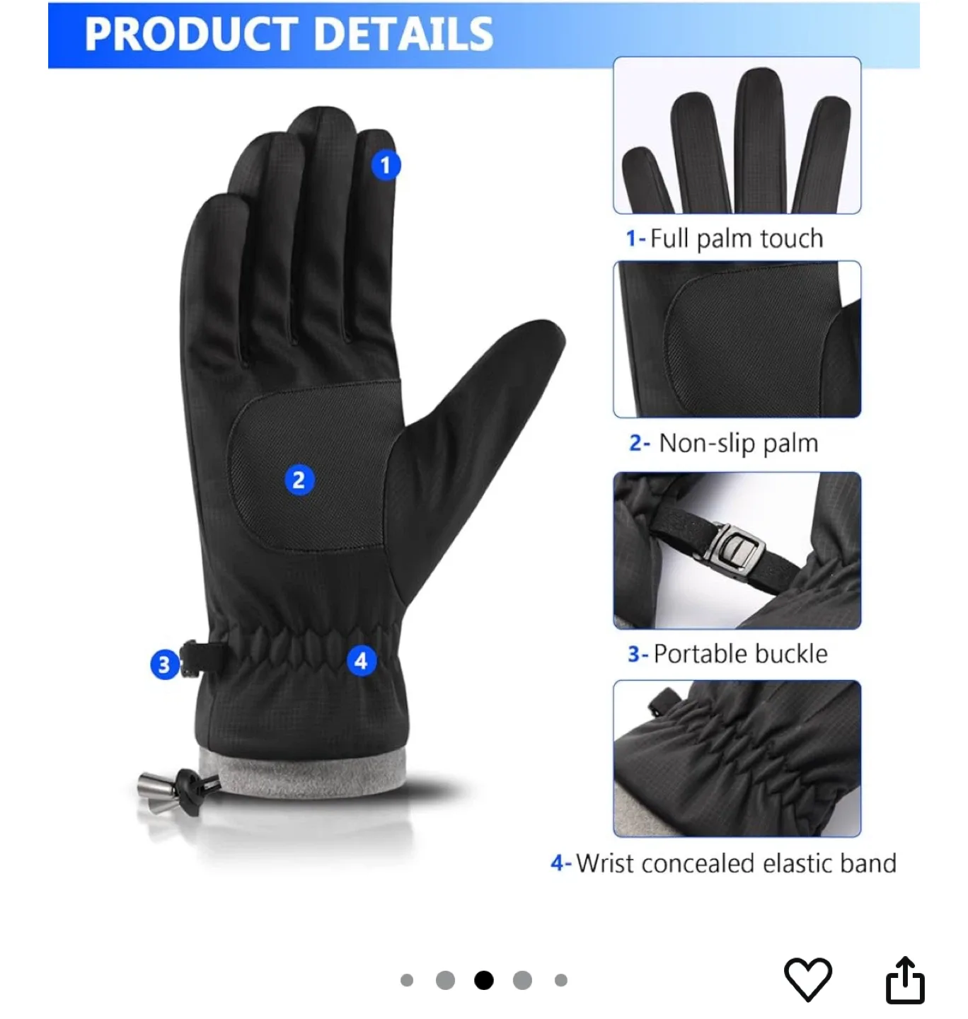 Winter Outdoor Waterproof Ski Gloves Large image indicator(3)