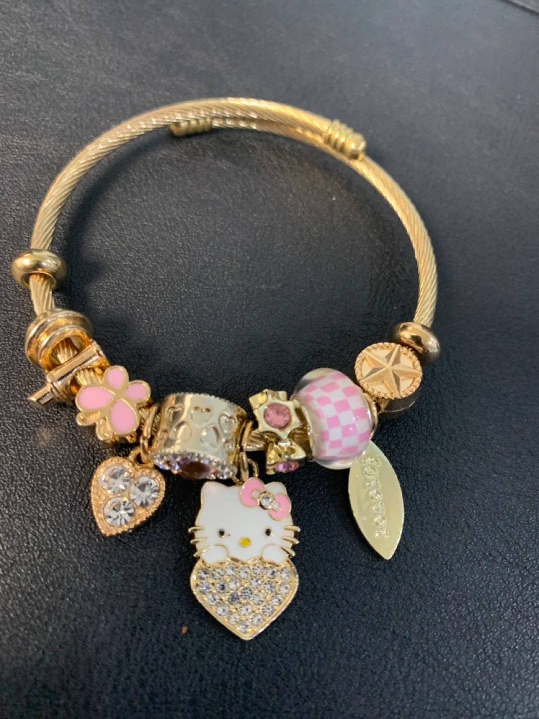Gold Tone Charm Bracelet with Hello Kitty thumbnail