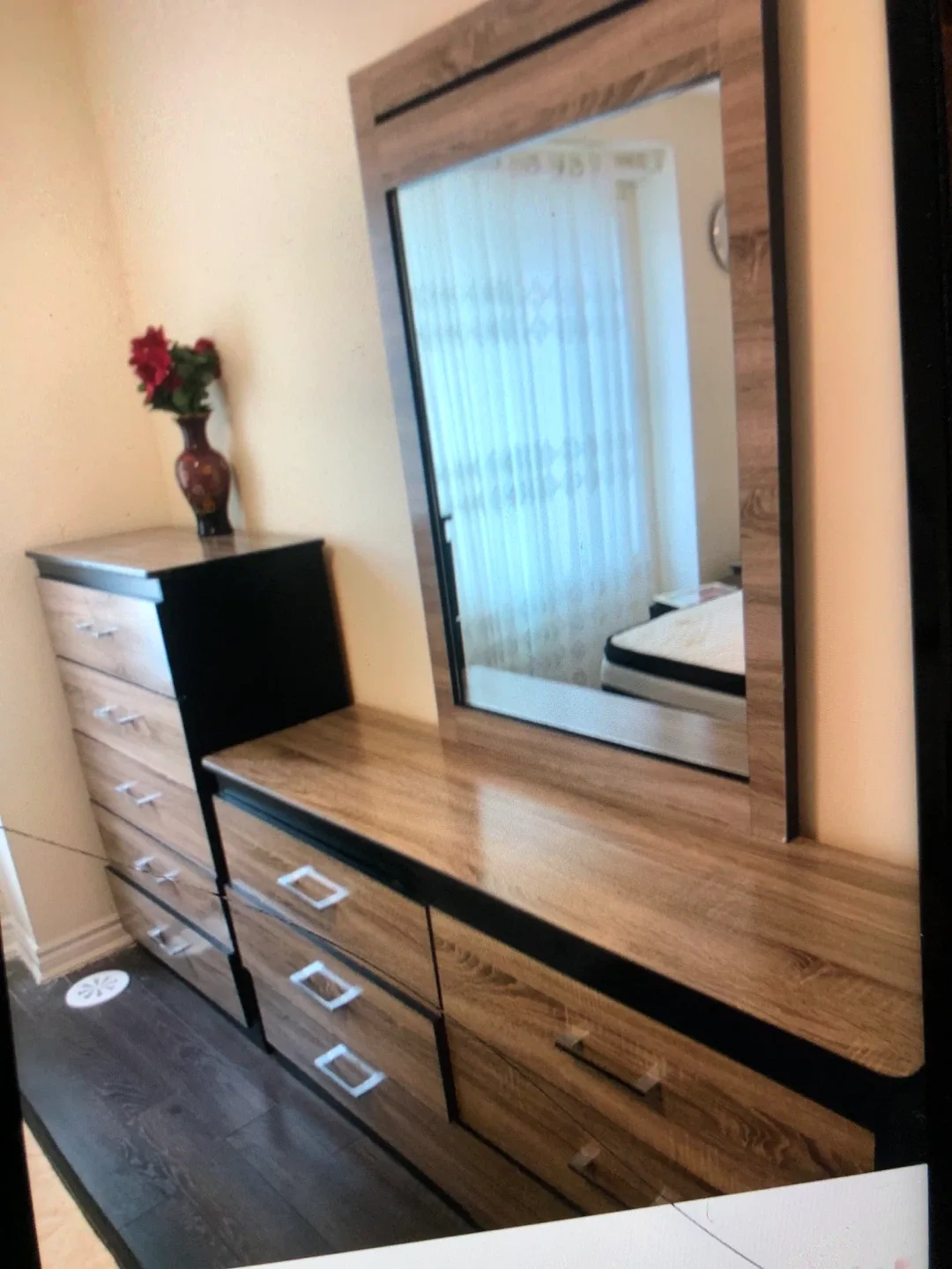 Furniture Set: Dresser, Mirror, Dining Table, Sofa, Mattress thumbnail