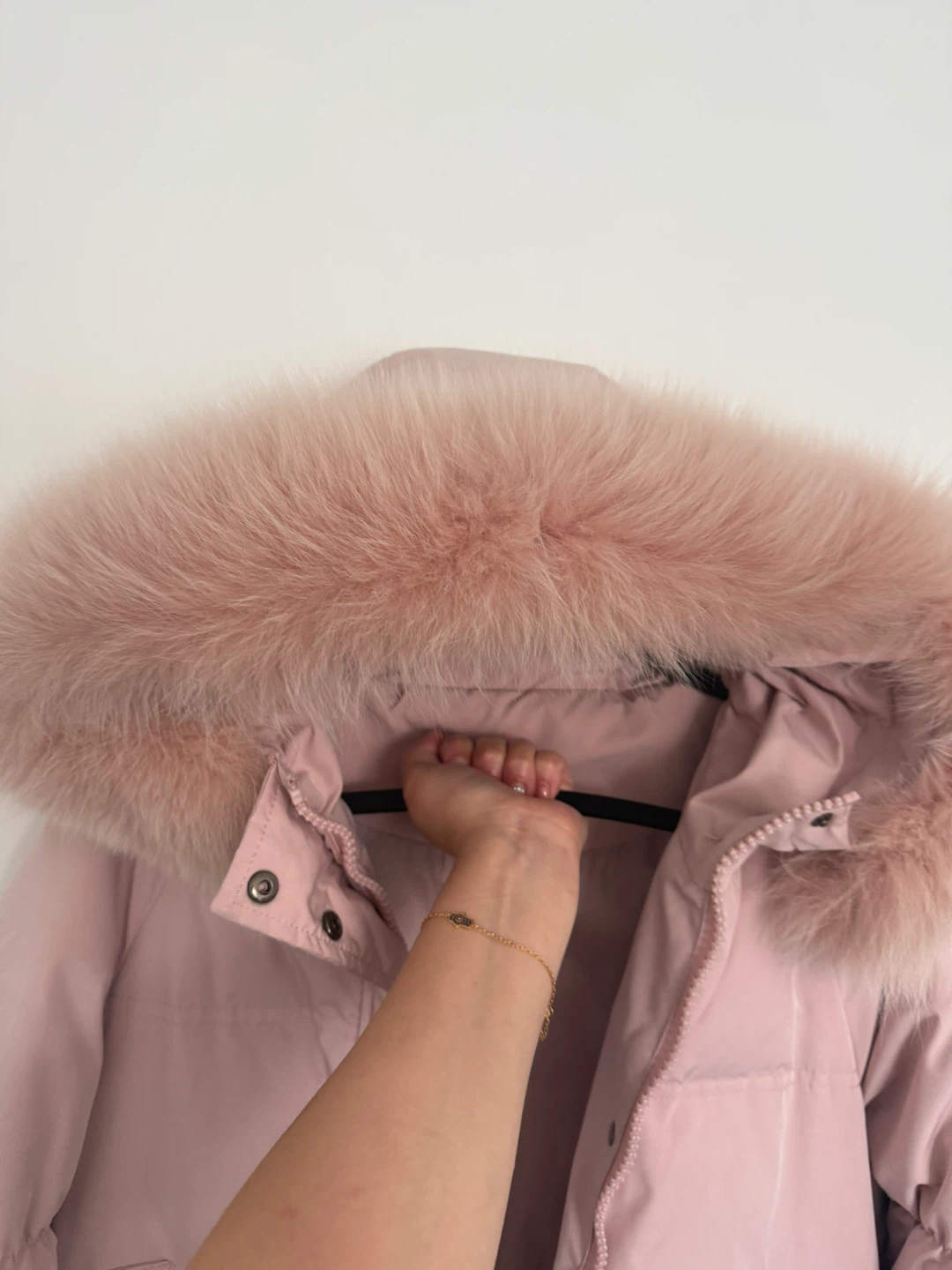 Pink Down-Filled Winter Coat with Fur Hood - photo 2