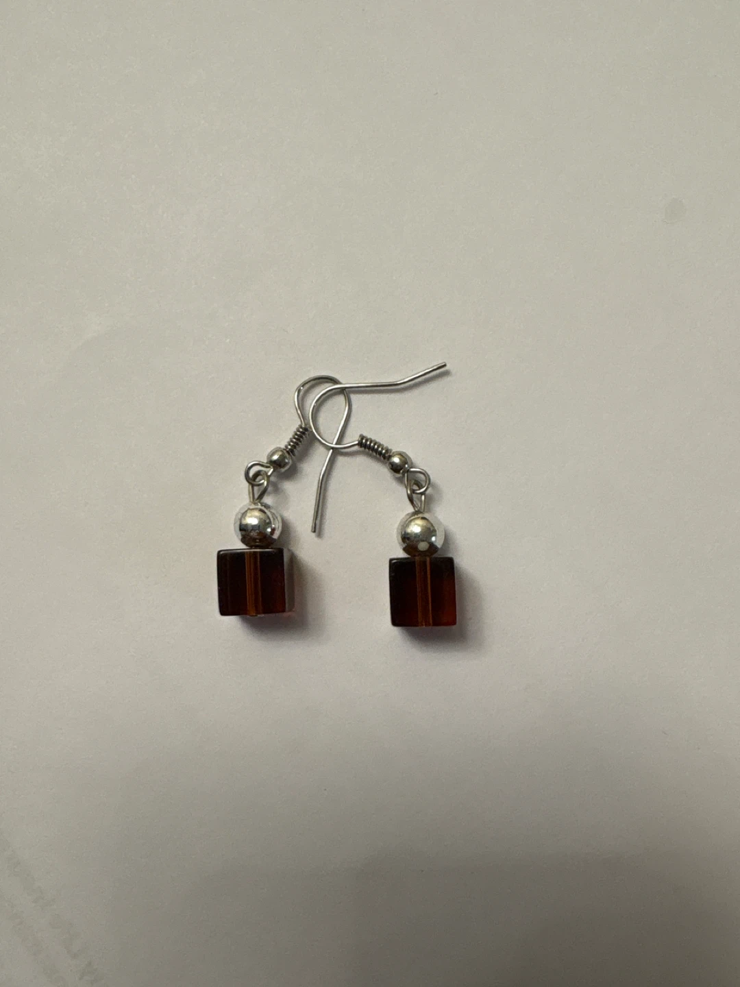 Brown Cube Drop Earrings