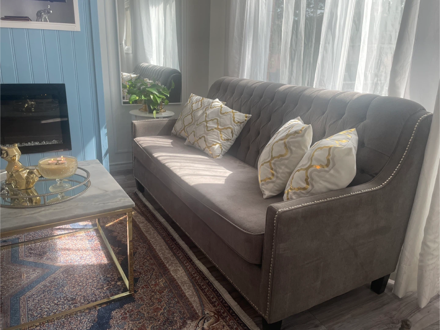 3 Piece Grey Tufted set Loveseat (x2) Sofa (x1) - photo 3