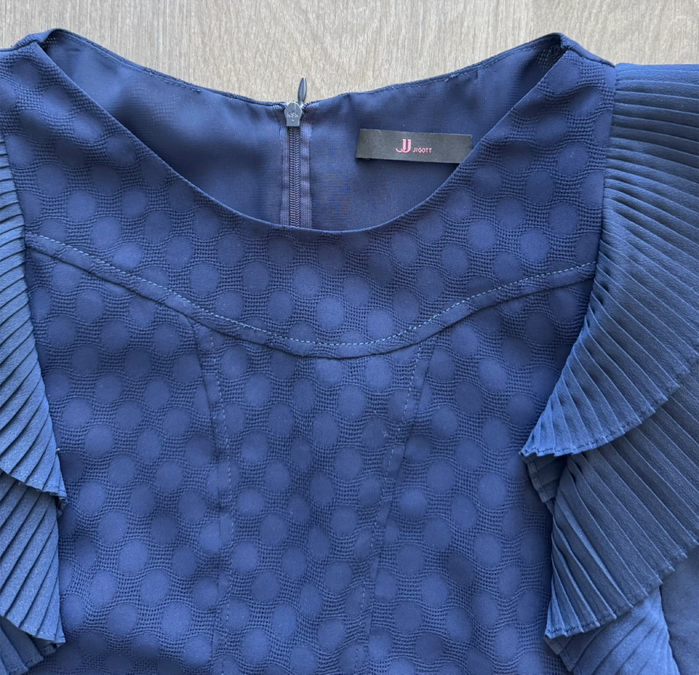 JJ JIGOTT Navy Blue Ruffle Blouse - photo 4