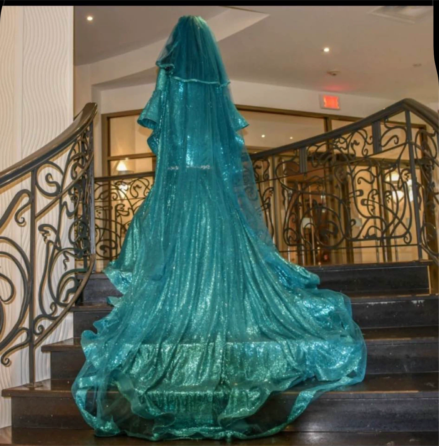 Sequin Teal Wedding Dress - photo 2