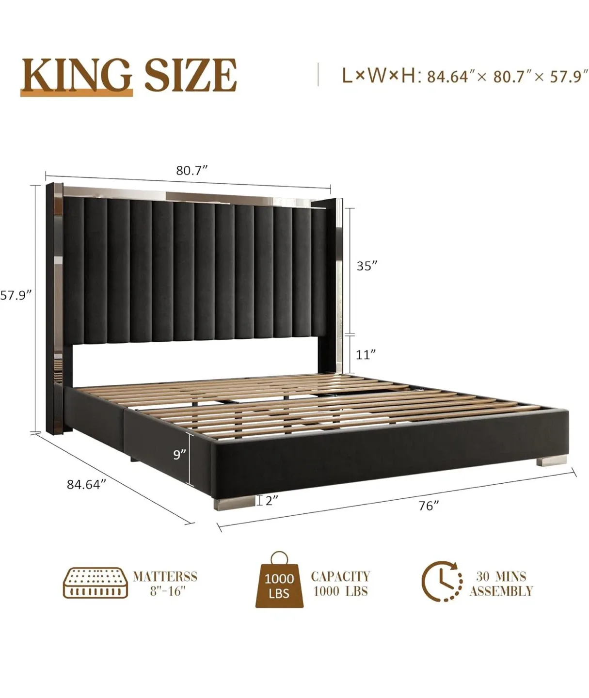 King Size Platform Bed Frame image indicator(2)