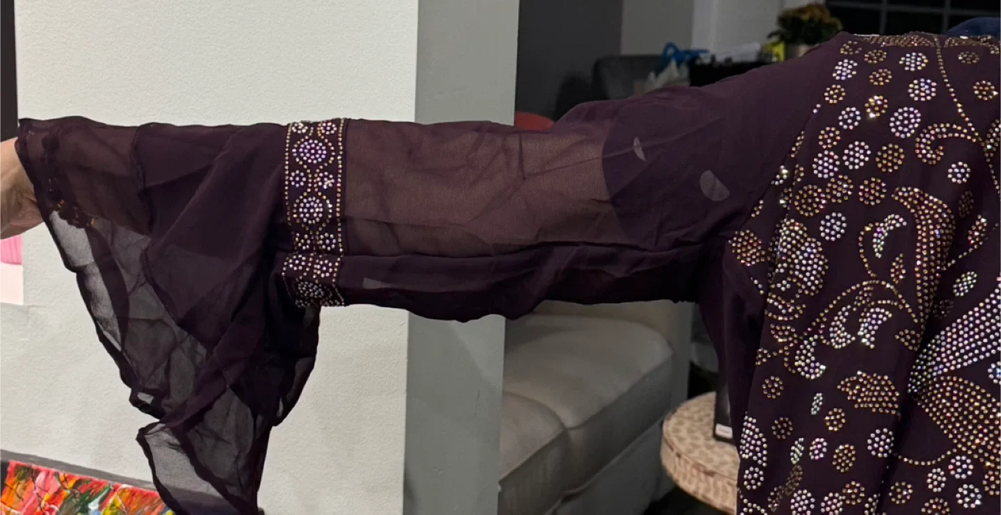 Wine Indian Dress with Embellishments image indicator(4)