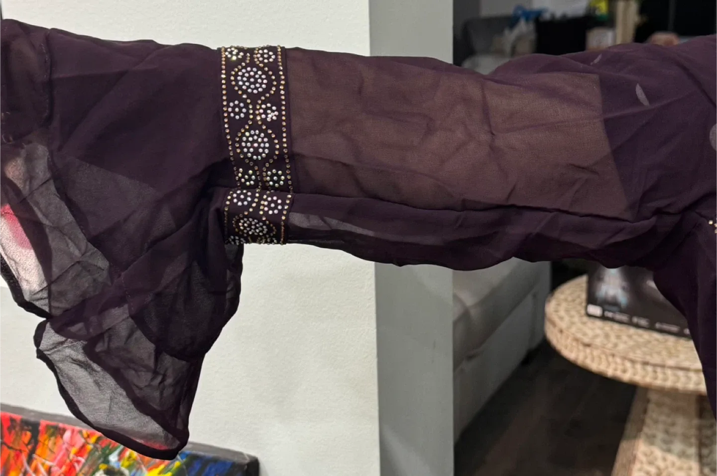 Wine Indian Dress with Embellishments image indicator(3)