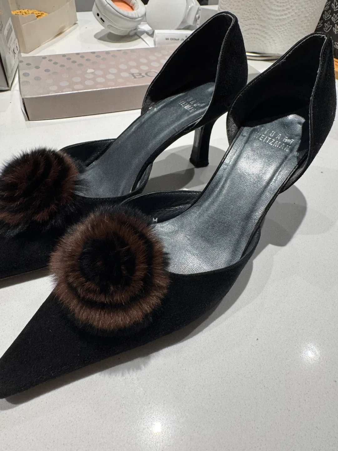 Stuart Weitzman Black Suede Heels - Size 6 image indicator(2)