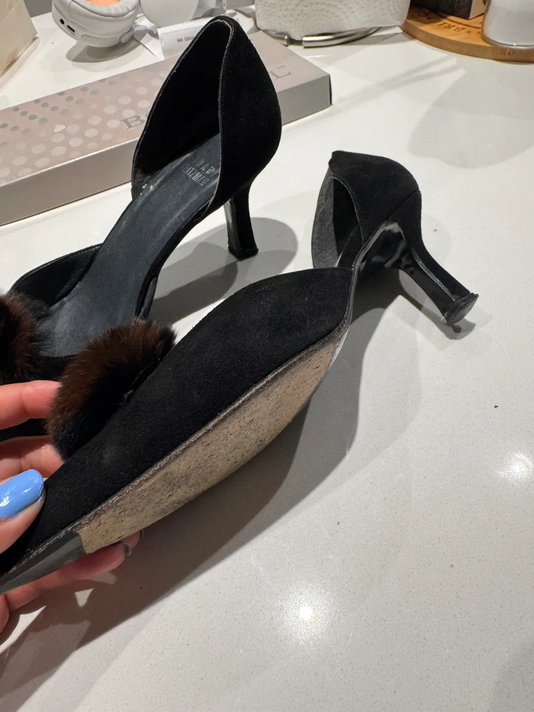 Stuart Weitzman Black Suede Heels - Size 6 image indicator(4)