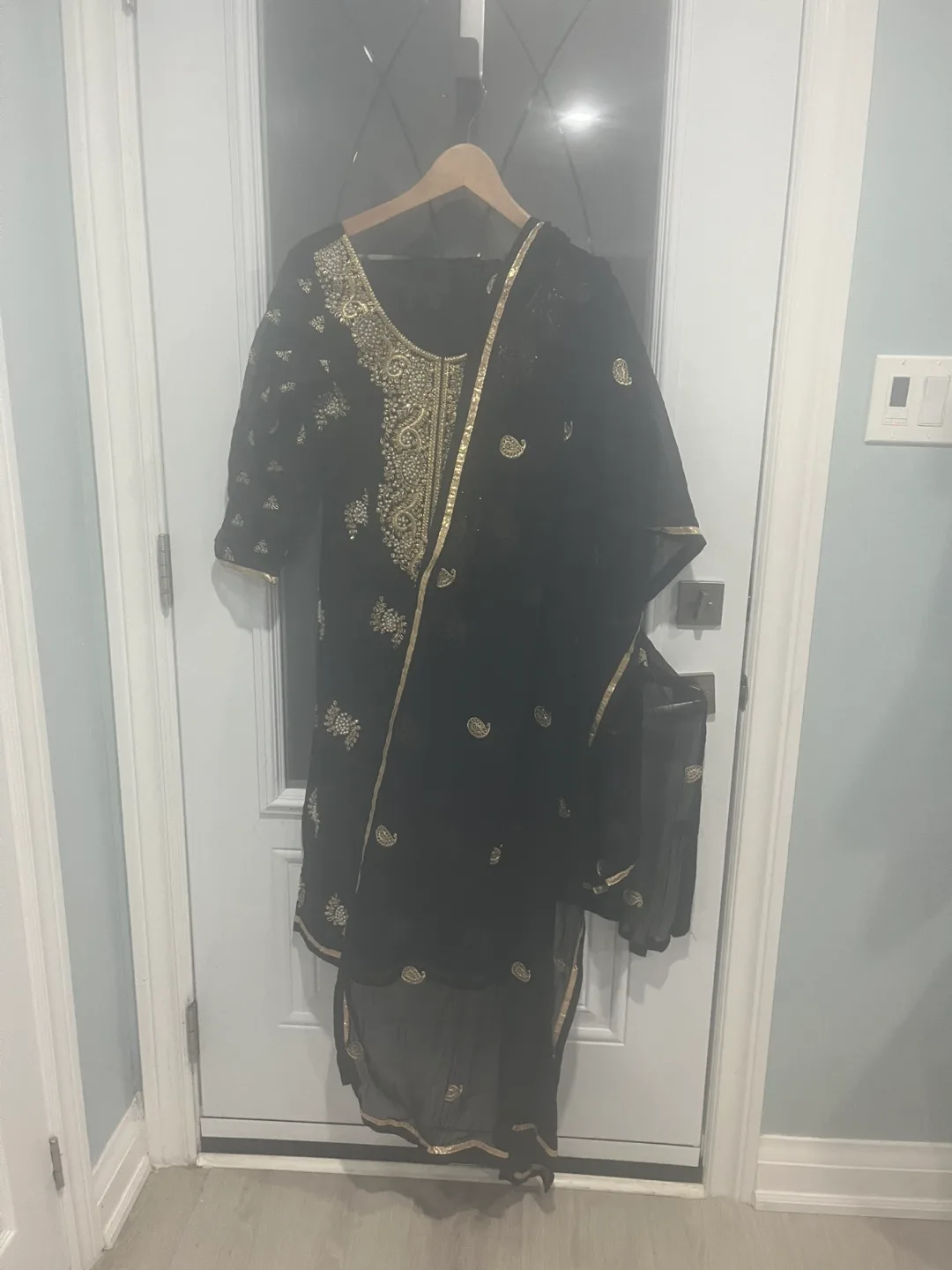 Black & Gold Embroidered Salwar Kameez Suit thumbnail