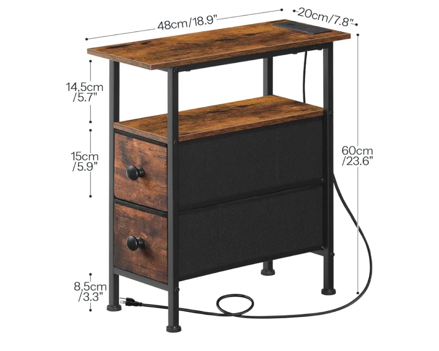 HOOBRO End Table  with Charging Station image indicator(2)