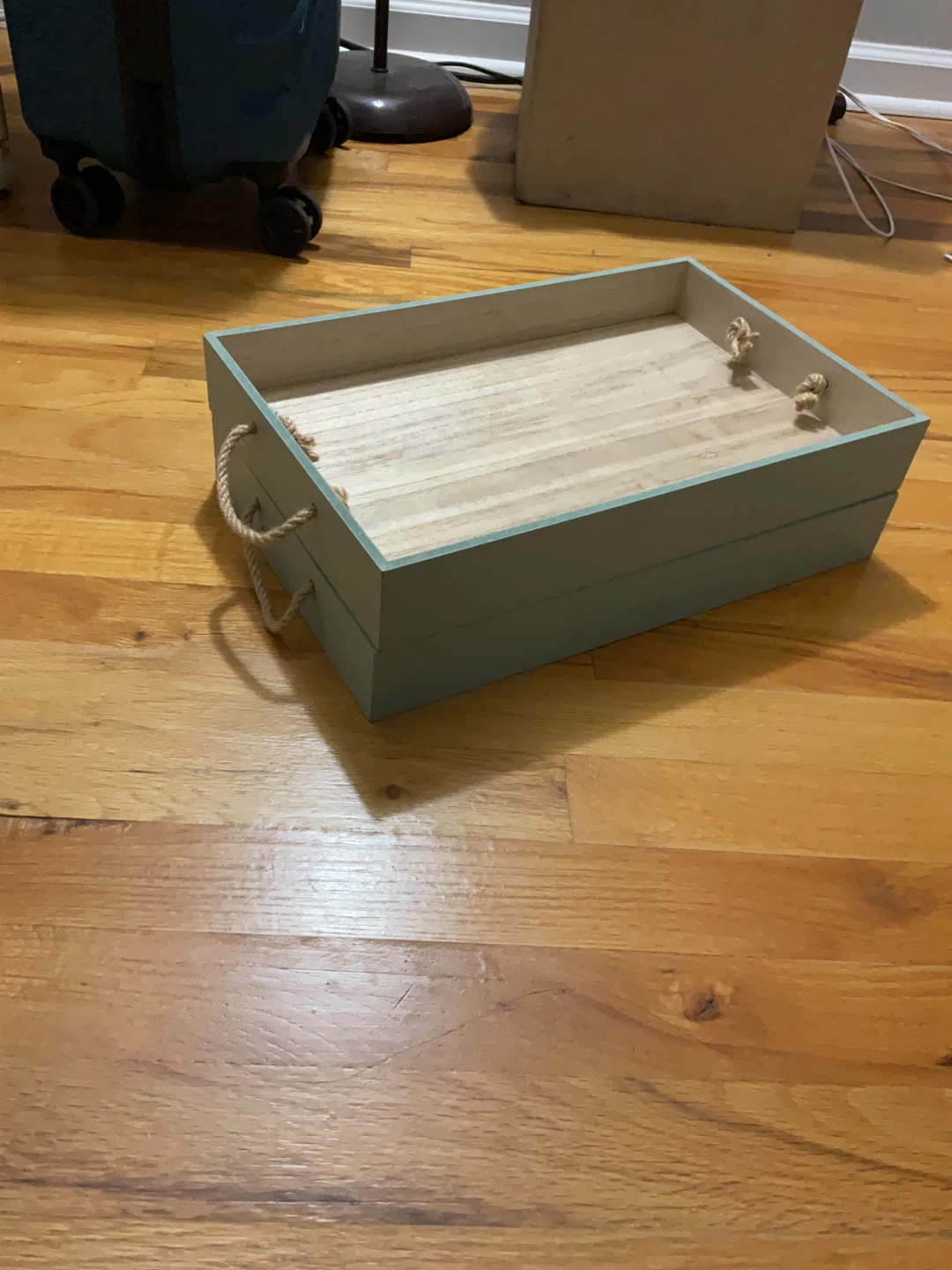 1 Decorative Wooden Tray with Rope Handles - photo 2