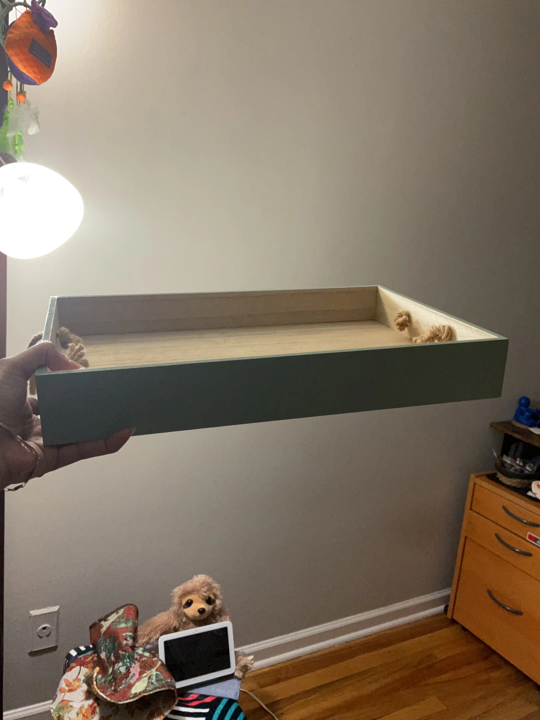 1 Decorative Wooden Tray with Rope Handles