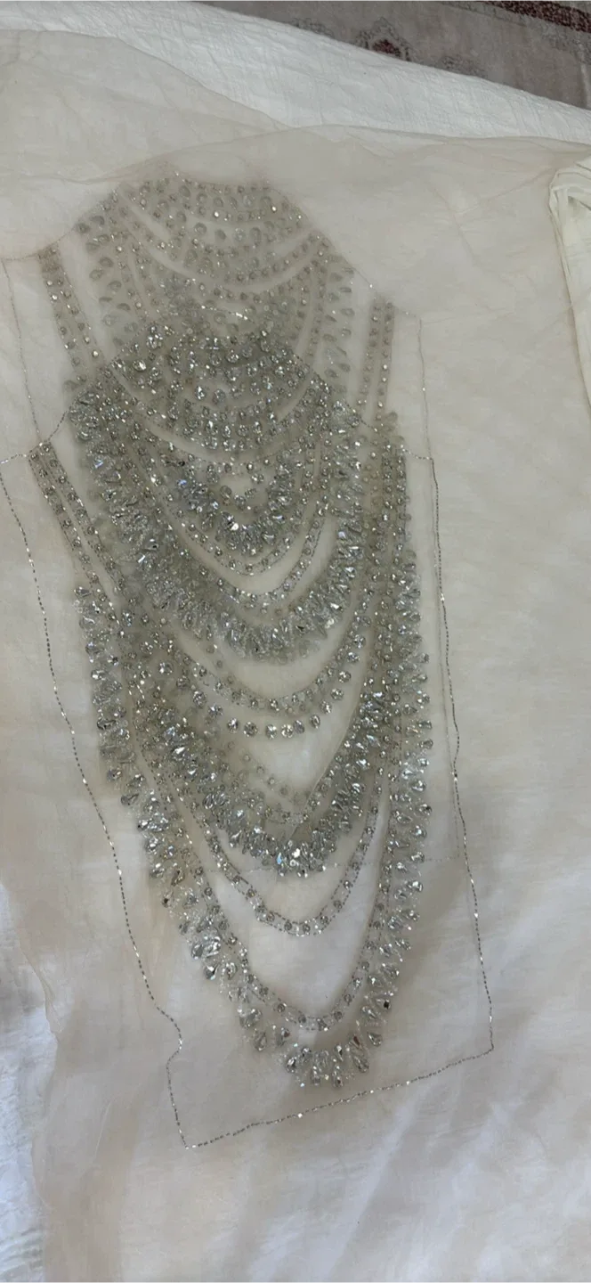 White & Silver Embellished Fabric image indicator(4)