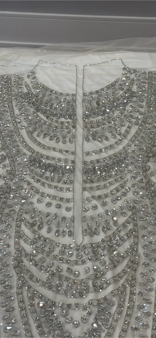 White & Silver Embellished Fabric image indicator(2)