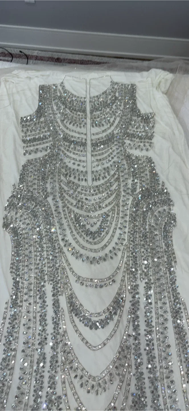 White & Silver Embellished Fabric image indicator(5)