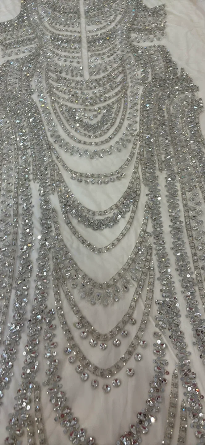 White & Silver Embellished Fabric image indicator(6)