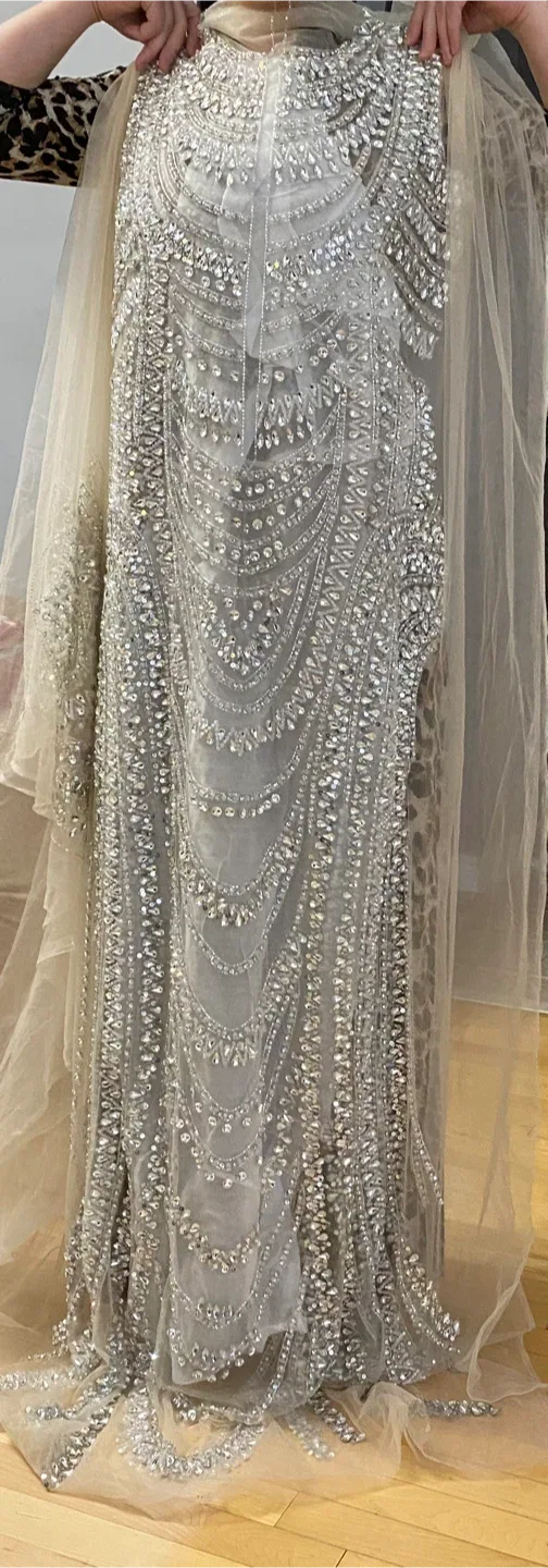 White & Silver Embellished Fabric image indicator(8)