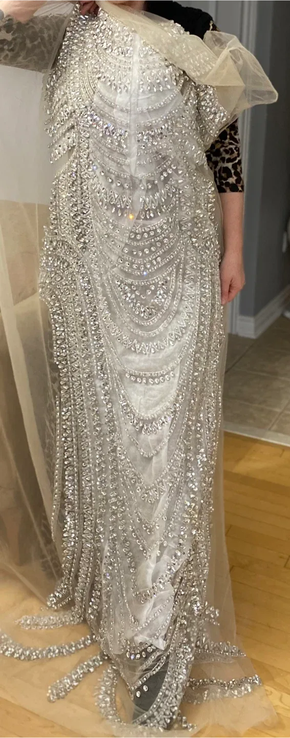 White & Silver Embellished Fabric image indicator(9)