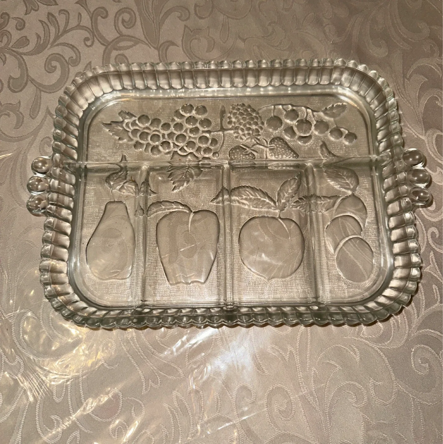 Vintage Glass Fruit Serving Tray thumbnail