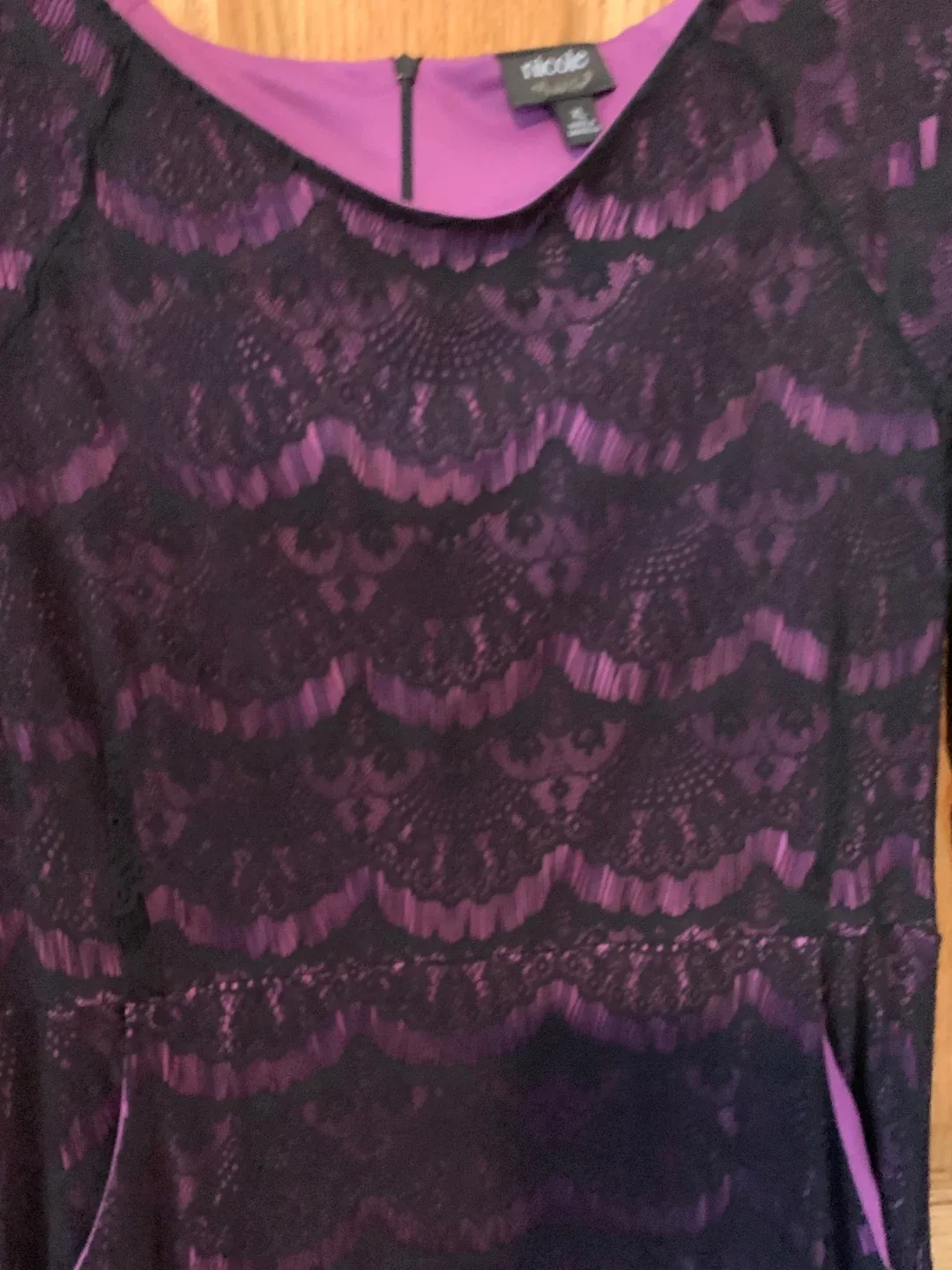 Nicole Miller Dress - Black & Purple Lace - Size XL image indicator(3)
