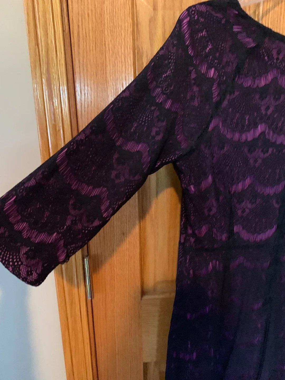 Nicole Miller Dress - Black & Purple Lace - Size XL image indicator(5)