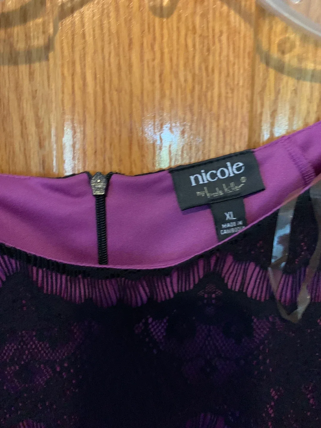 Nicole Miller Dress - Black & Purple Lace - Size XL image indicator(2)