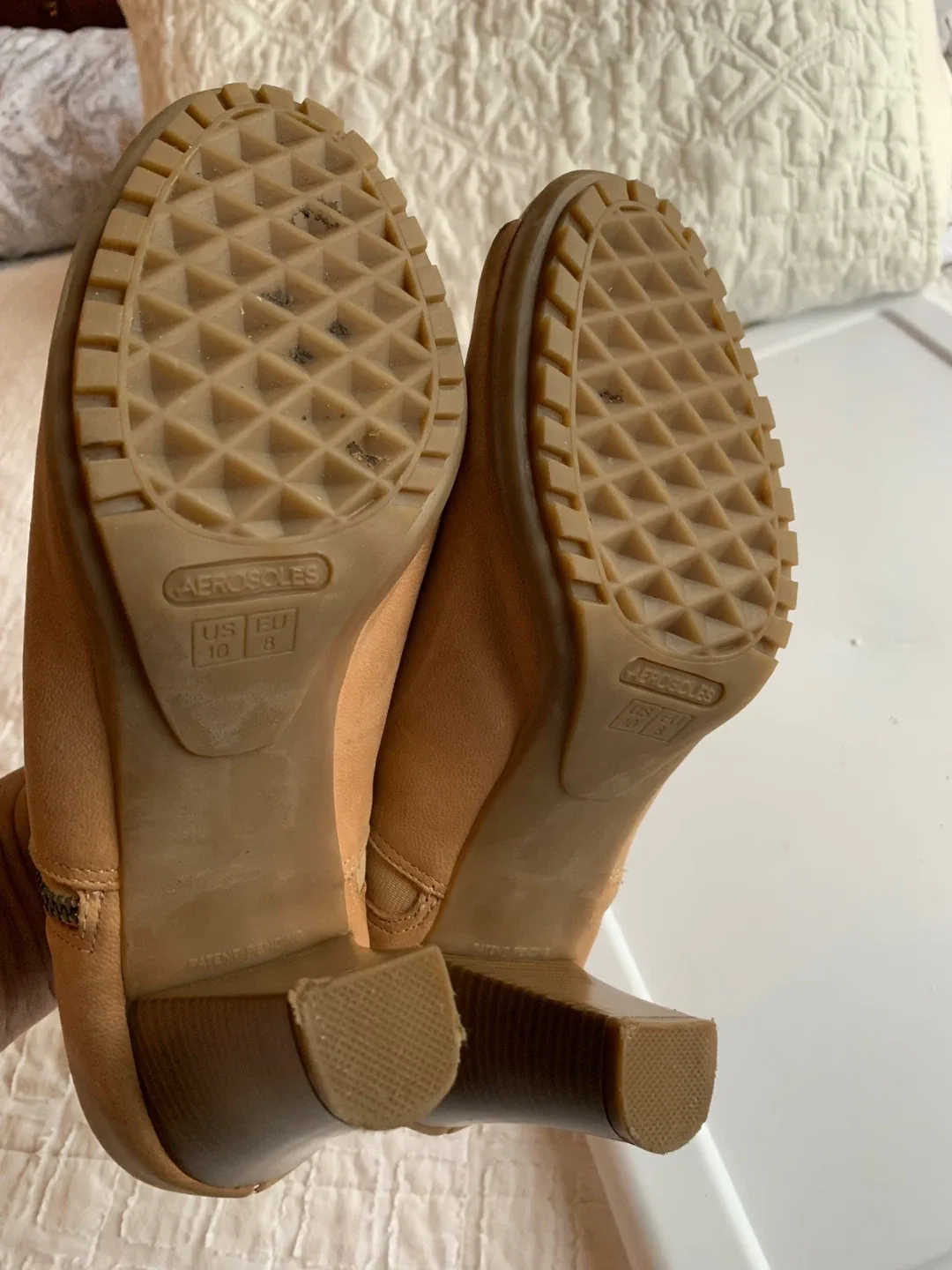 Aerosoles Tan Peep Toe Booties - US 10 image indicator(4)