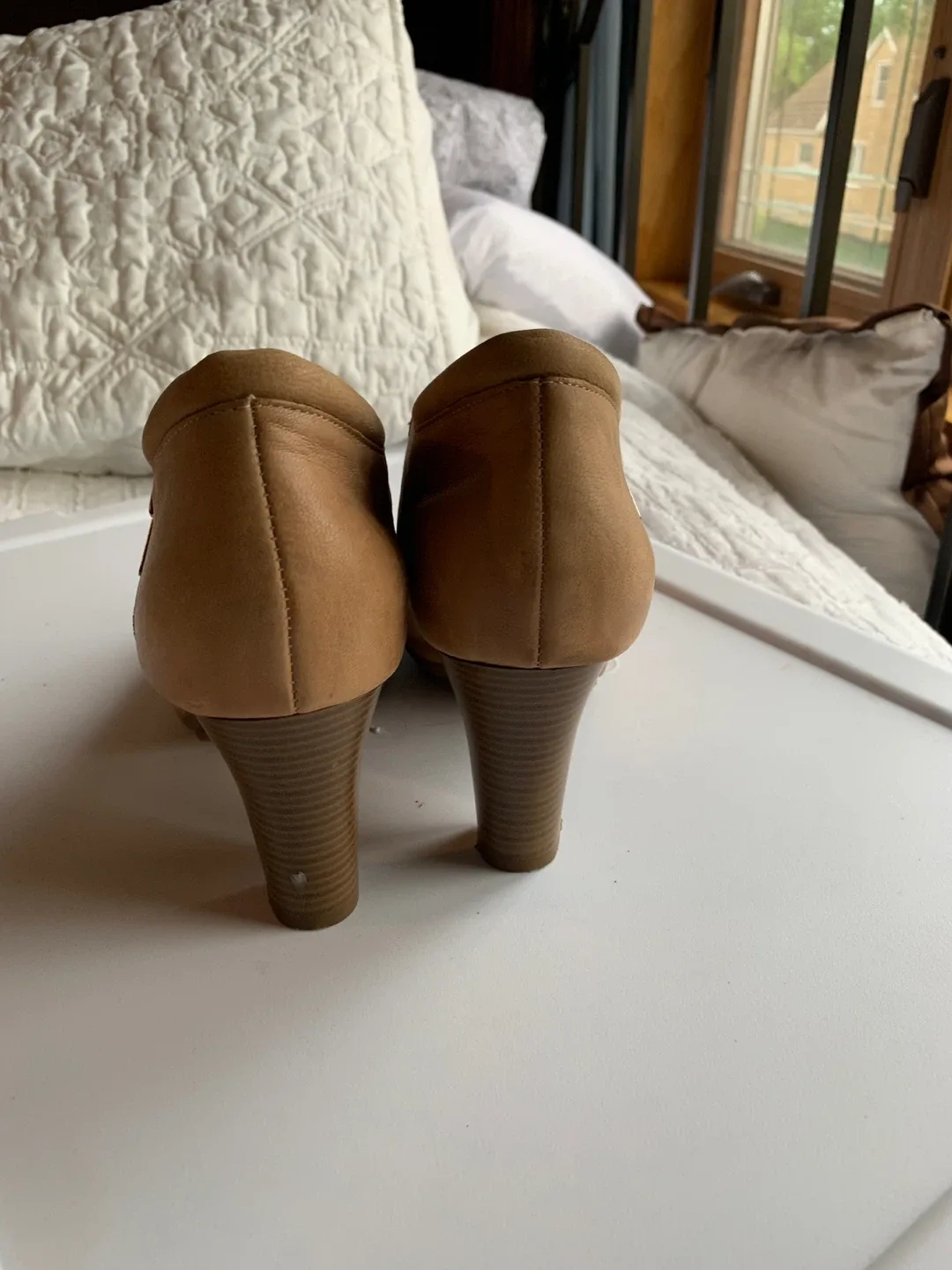Aerosoles Tan Peep Toe Booties - US 10 image indicator(3)