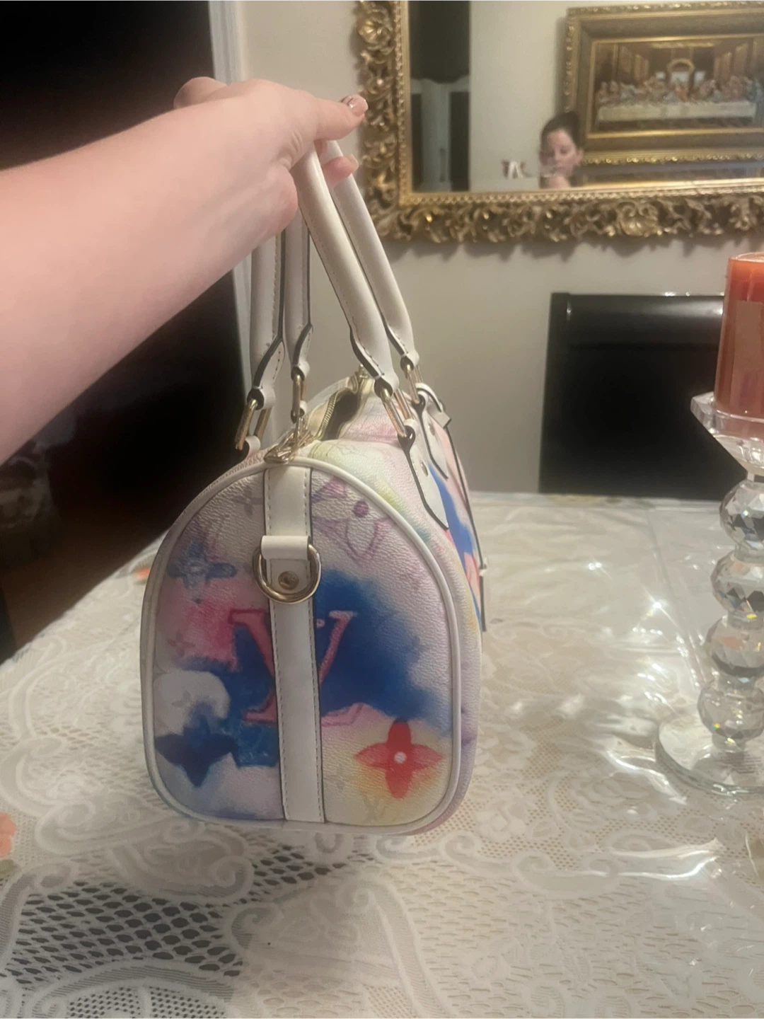 Fashion Watercolor LV speedy shape Bag - photo 4