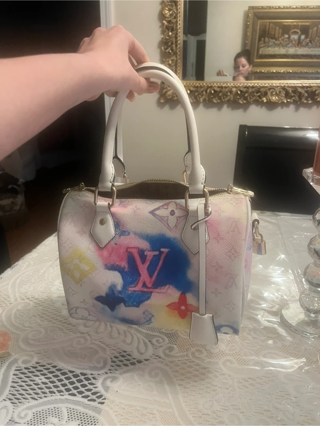 Fashion Watercolor LV speedy shape Bag - photo 5