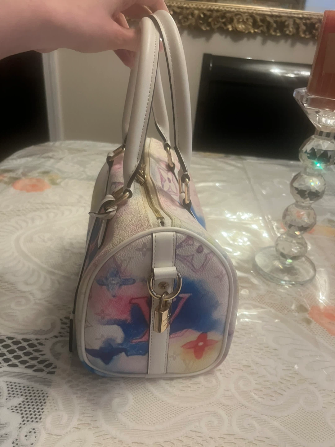 Fashion Watercolor LV speedy shape Bag - photo 3