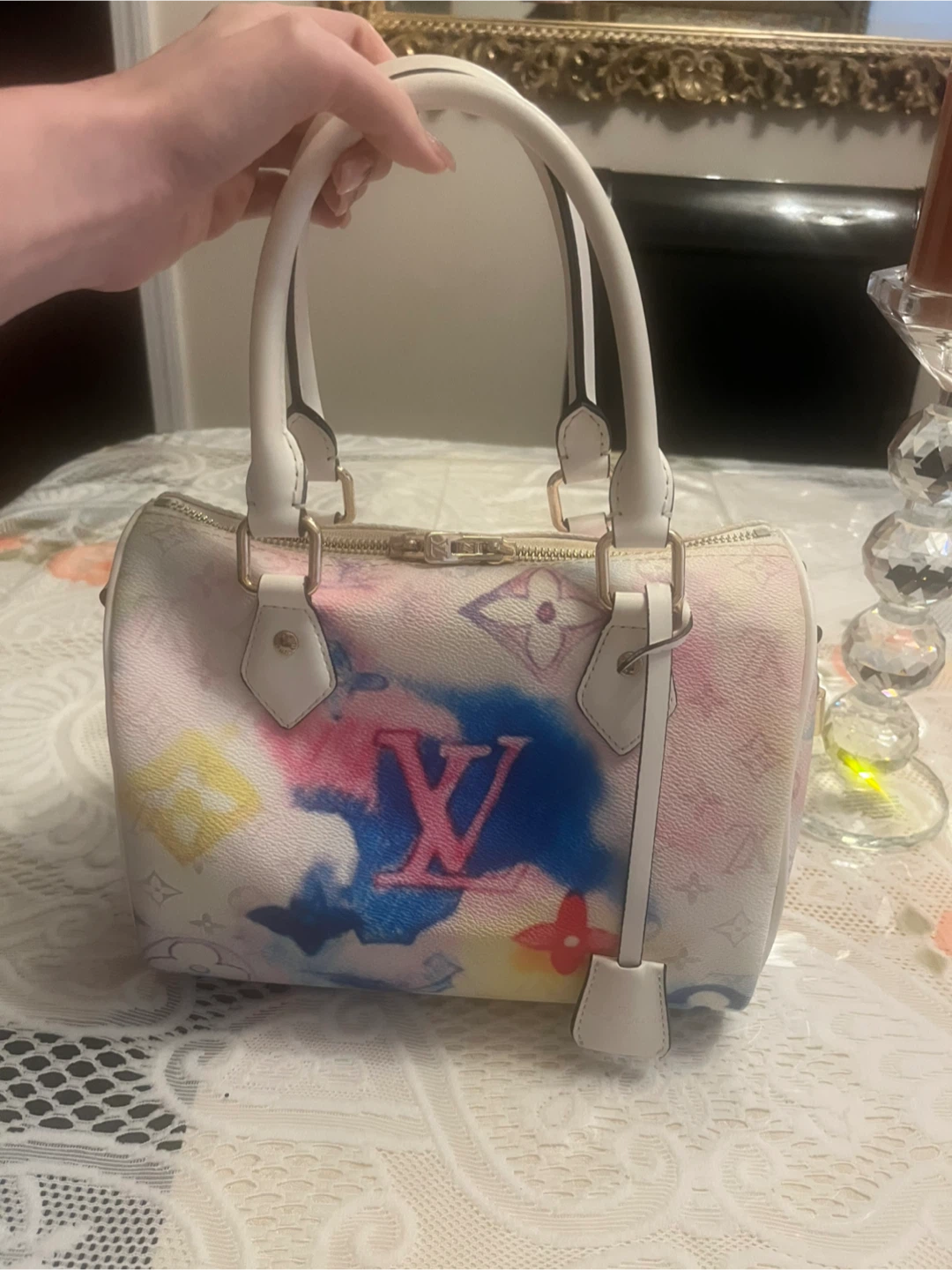 Fashion Watercolor LV speedy shape Bag