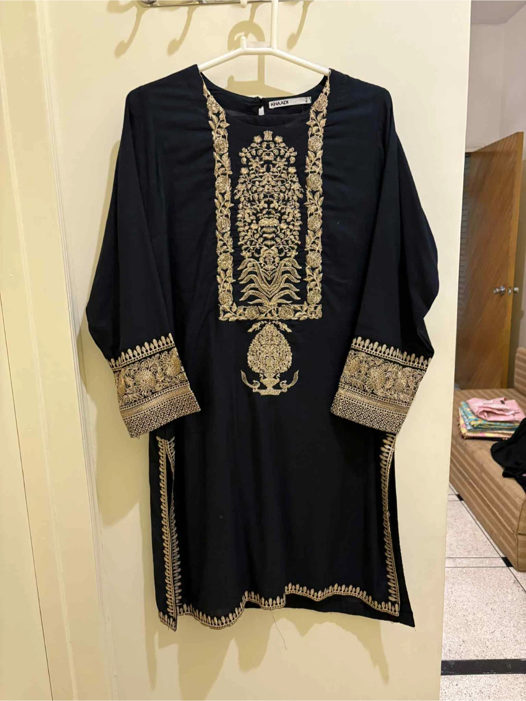 Khaadi Black & Gold Embroidered Kurti