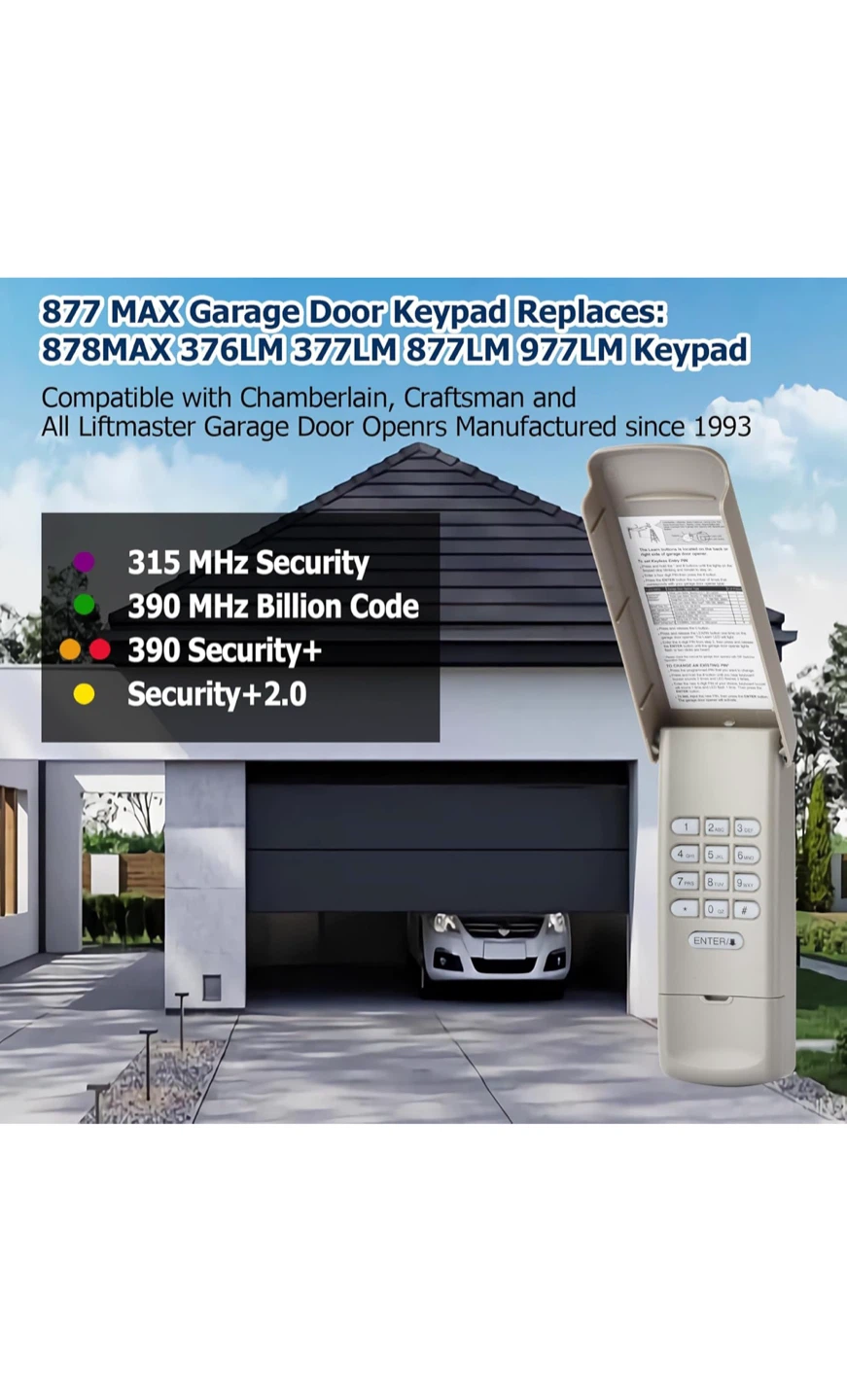 877MAX Garage Door Wireless Keypad - photo 2
