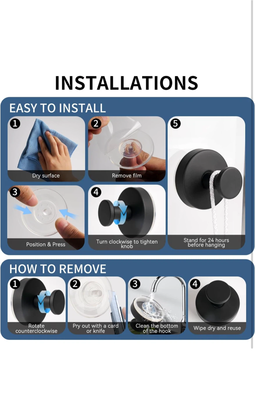 Black Suction Cup Hooks - Set of 4 - photo 4