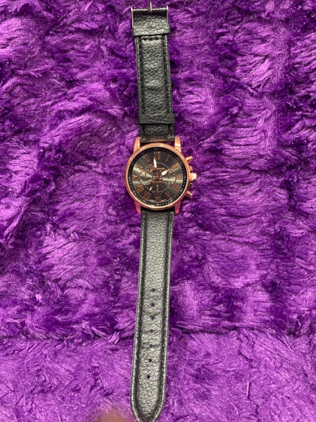 Fashion Watch with Black Leather Strap thumbnail