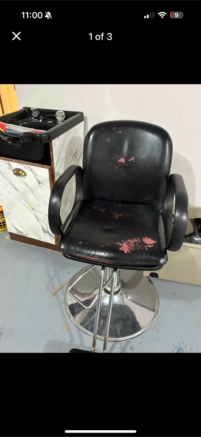 Black Salon Chair with Hydraulic Base