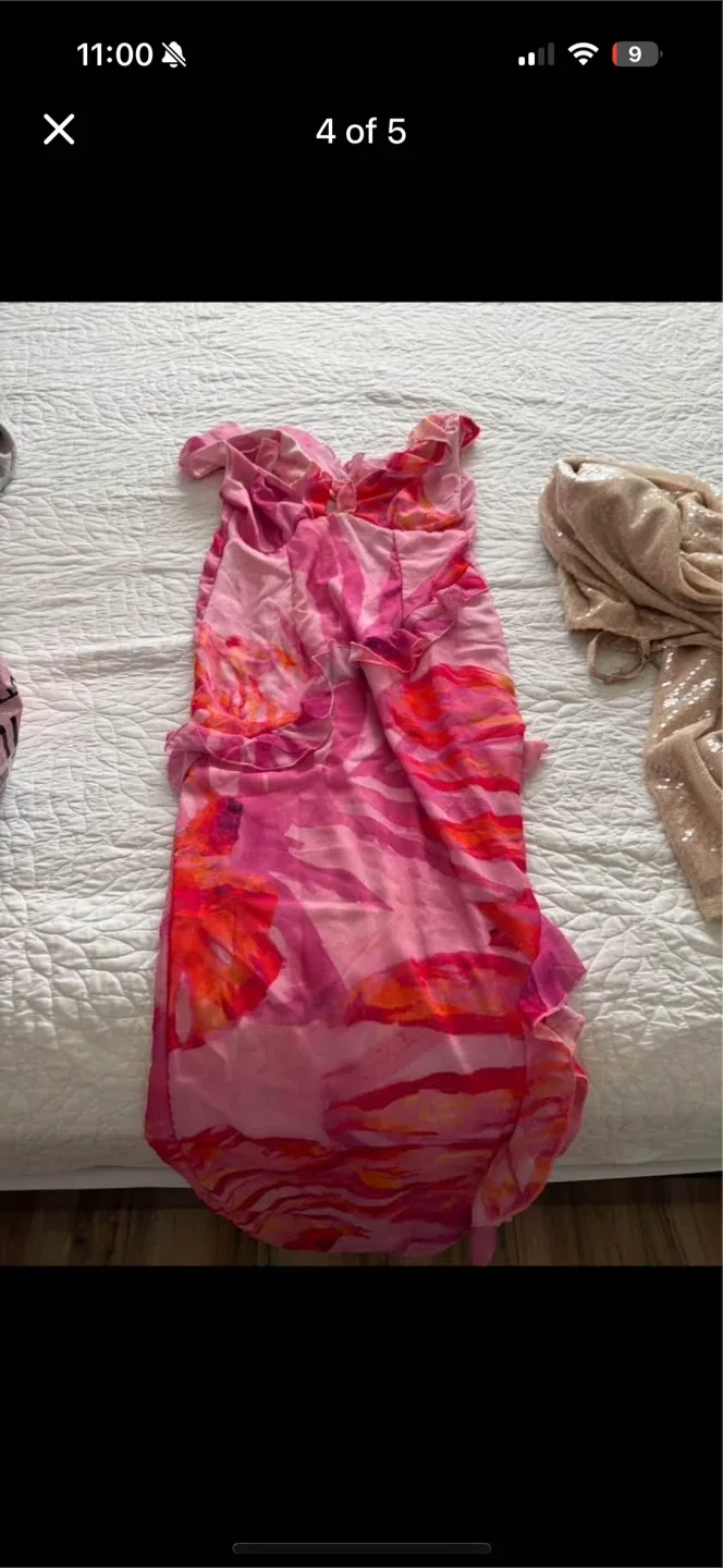 PrettyLittleThing Pink Floral Maxi Dress - Size 12 image indicator(3)