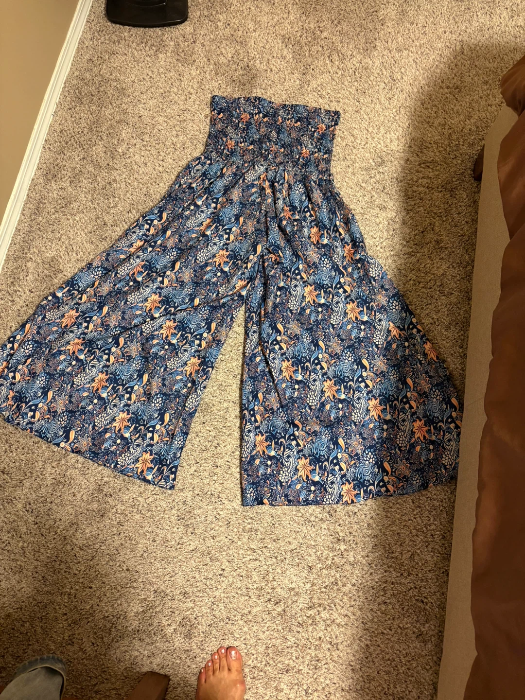 Floral Print Smocked Wide Leg Jumpsuit - photo 3