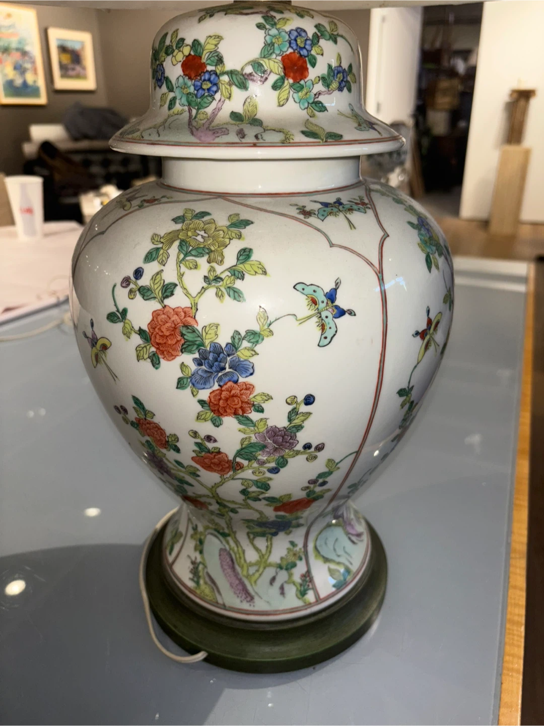 Floral Patterned porcelain Table Lamp - photo 4