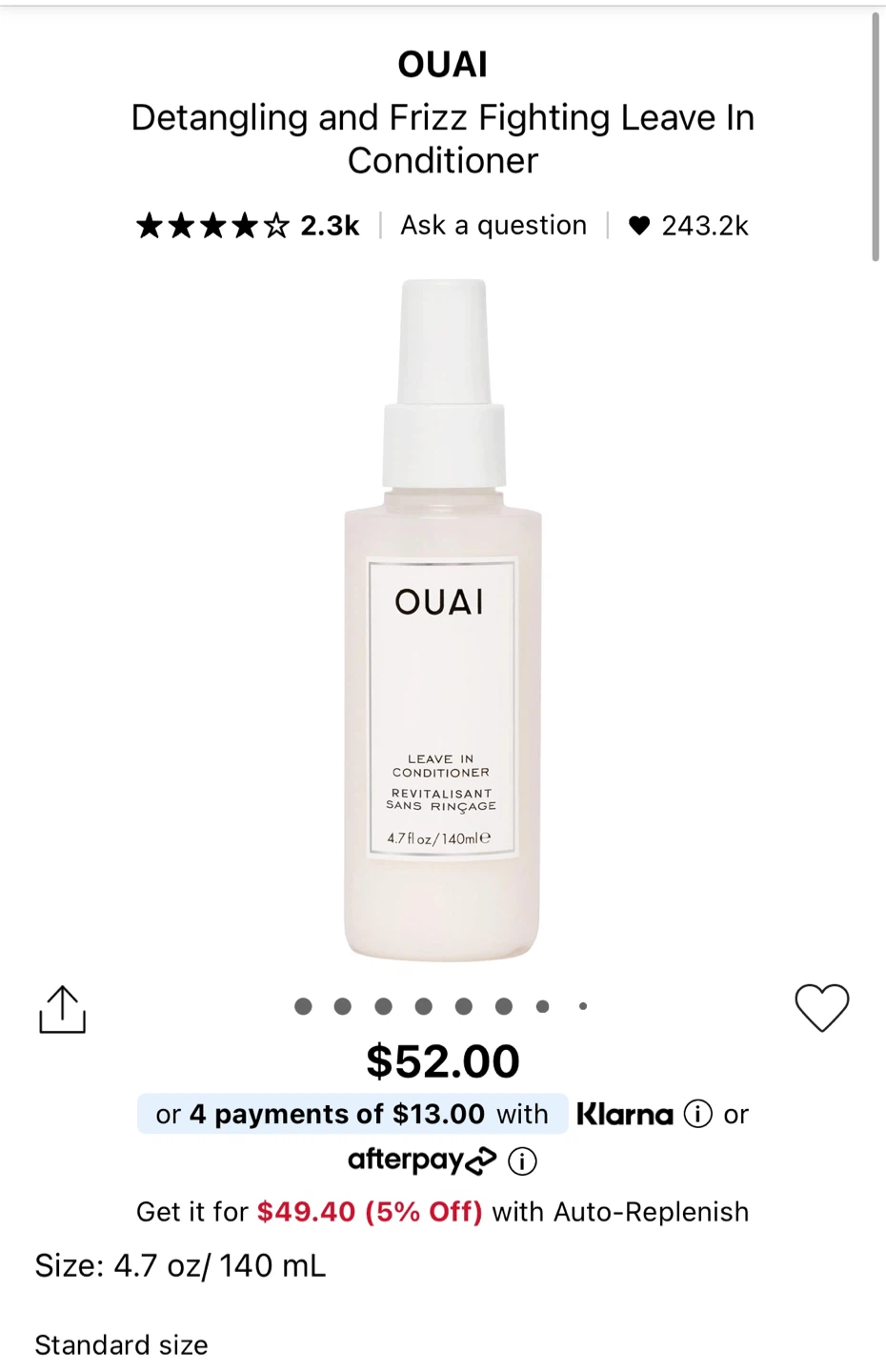 OUAI Detangling & Frizz Fighting Leave In Conditioner - photo 2
