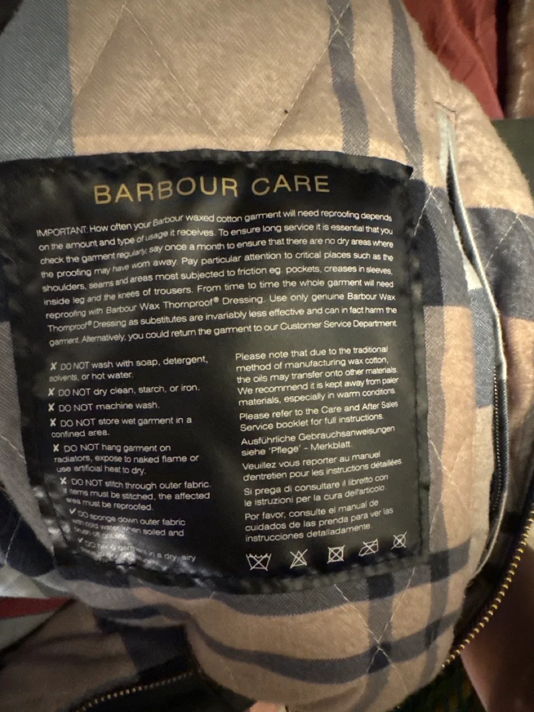 Barbour Dress Tartan Wax Jacket, Size 18 image indicator(3)