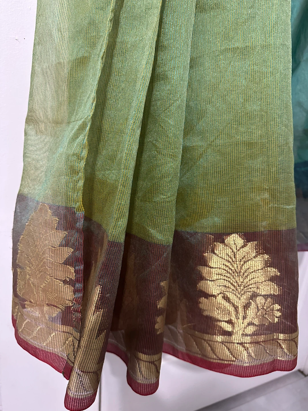 Green & Teal Saree with Gold Detail